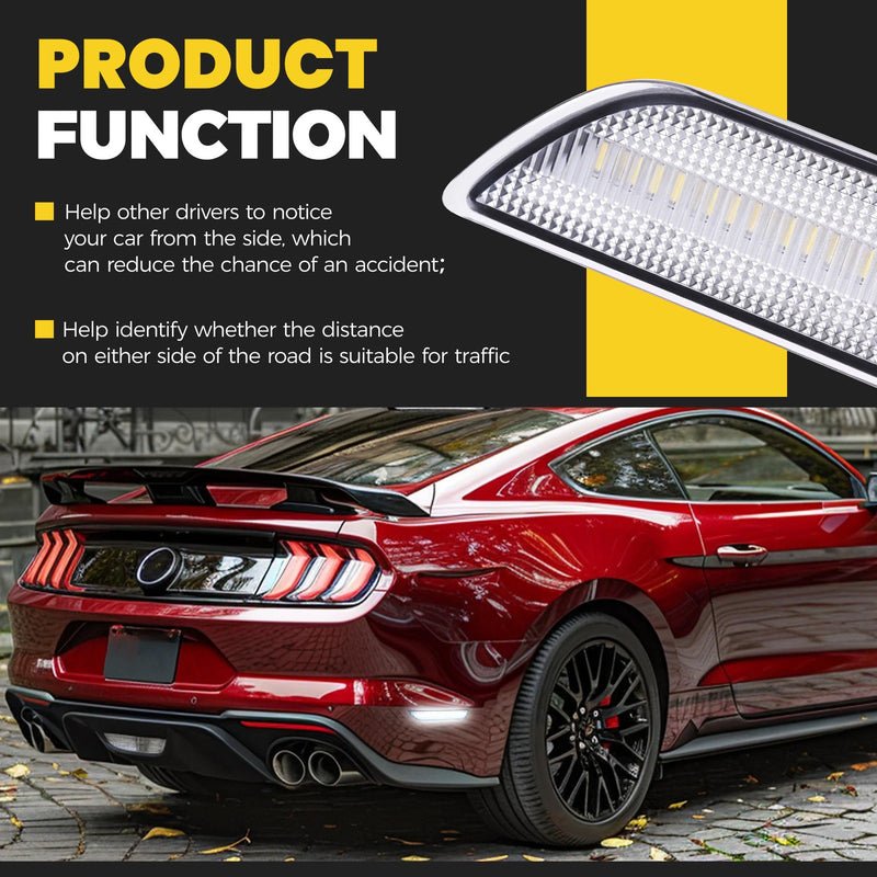 Clear Lens LED Rear Side Marker Signal Lights for Ford Mustang 2015-2023 2020
