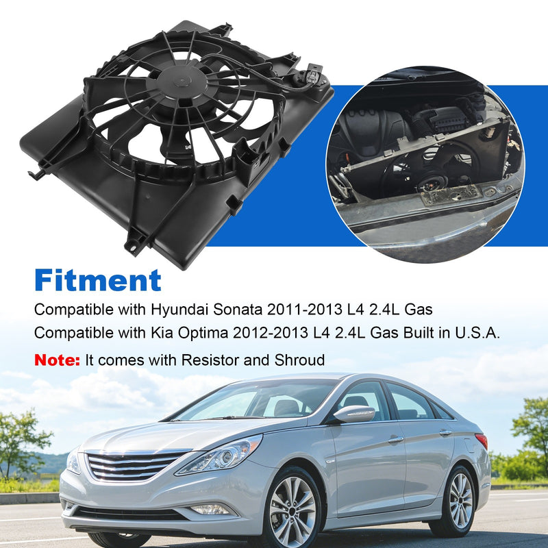 Radiator Condenser Cooling Fan Assembly for Hyundai Sonata 2011 2012 2.4L