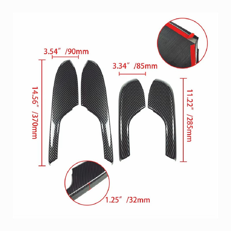 Carbon Fiber Interior Door Armrest Panel Trim Cover for Honda Civic 4x 2016-2020