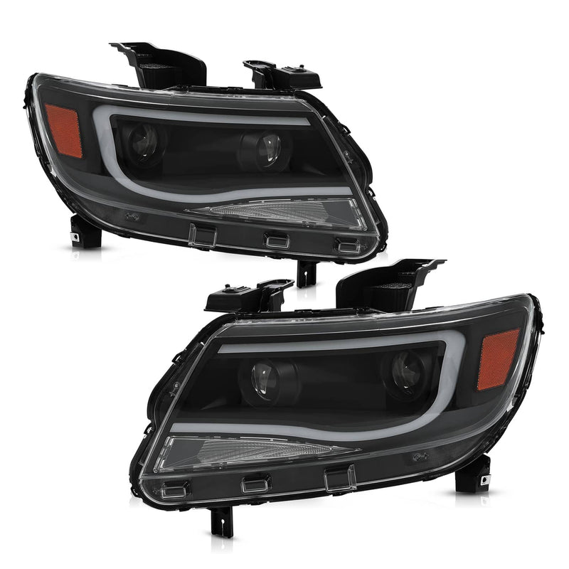 DURAFORCE Black LED DRL Dual Square Projector Headlights for Chevy Colorado 2015-2022