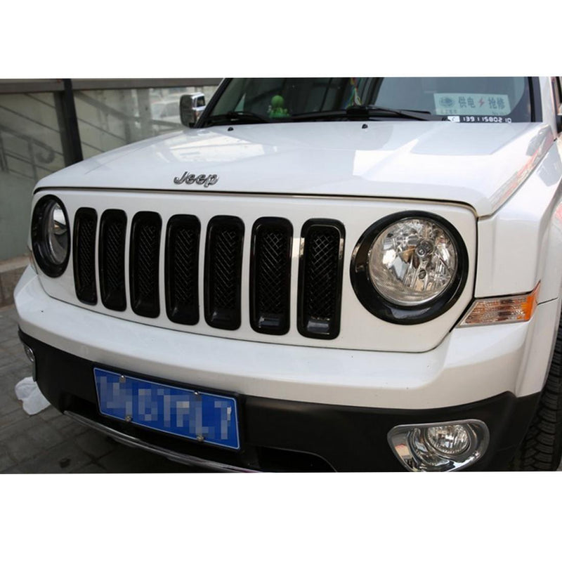 Black Front Mesh Grill Grille Insert Cover for Jeep Patriot 2011-2017 7 PCS