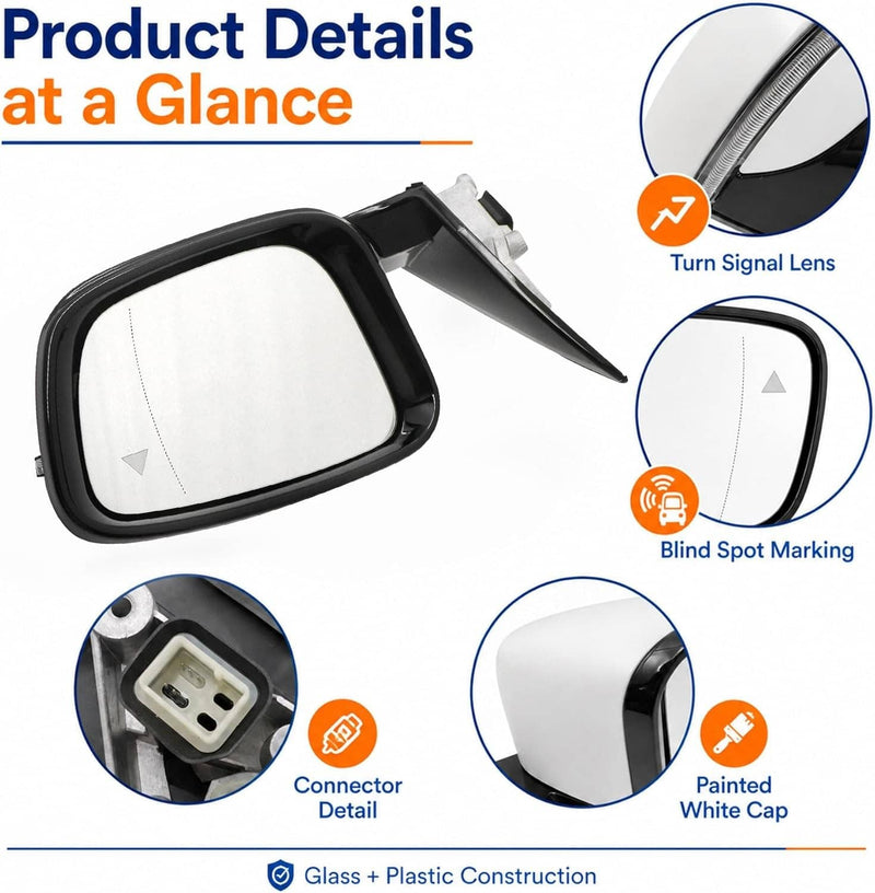 Passenger Side Mirror Blind Spot White for 2019-2023 BMW 320i 330i 330e