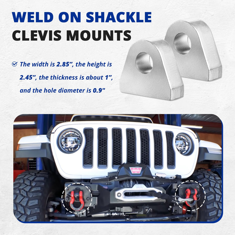 2Pcs Weld On Shackle Clevis Mount 1" Thick Steel Offroad Hydraulic Tractor