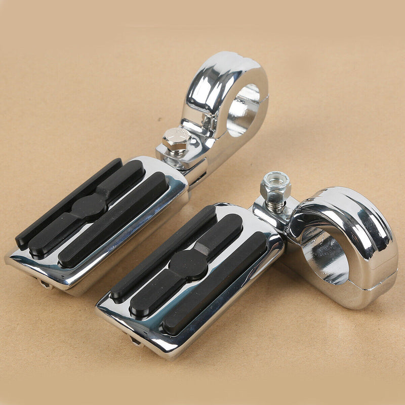 1.25" Highway Footpegs Adjustable Footrest Mounting P-Clamps for Harley Honda