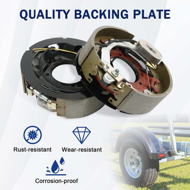 Electric Trailer Brake Assembly Pair for 10K lbs Axle 12-1/4"x3-3/8" Shields