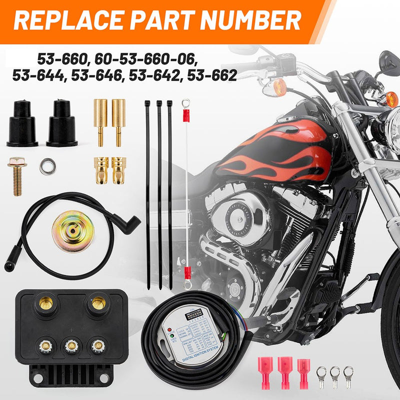 53-660 53-644 Single Fire Programmable Ignition Coil Kit for Harley