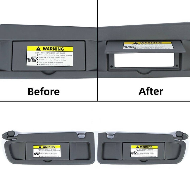 Dark Gray Sun Visor Pair for Honda Civic Left & Right Set of 2