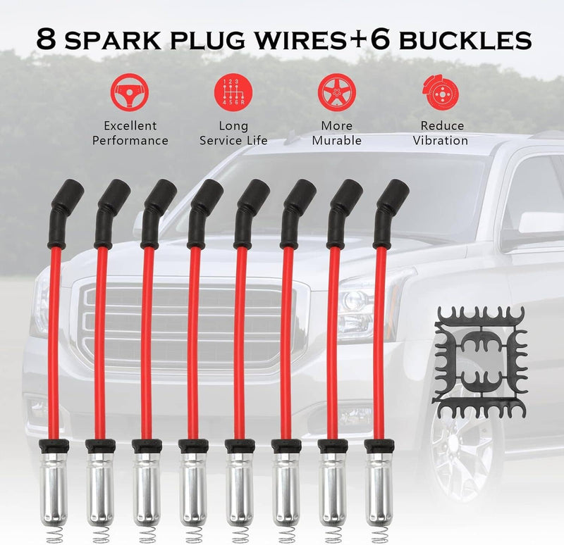 758EE 8Pcs Spark Plug Wire Set for GMC Sierra 1500 for Chevrolet Silverado 1500