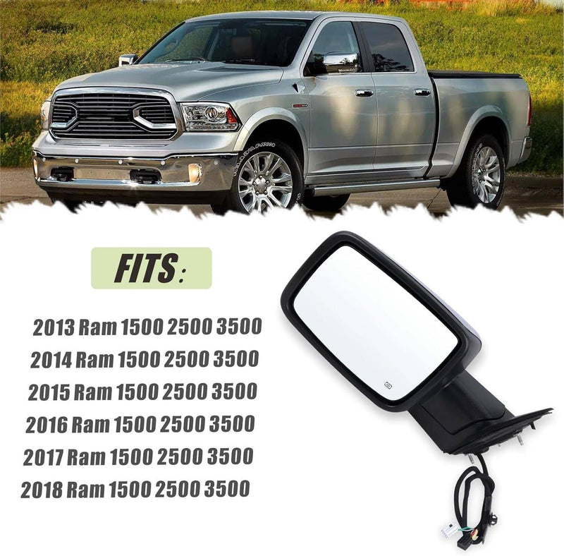 Driver Left Side Mirror Silver Cover Power Folding Signal for Ram 1500 2013-2018