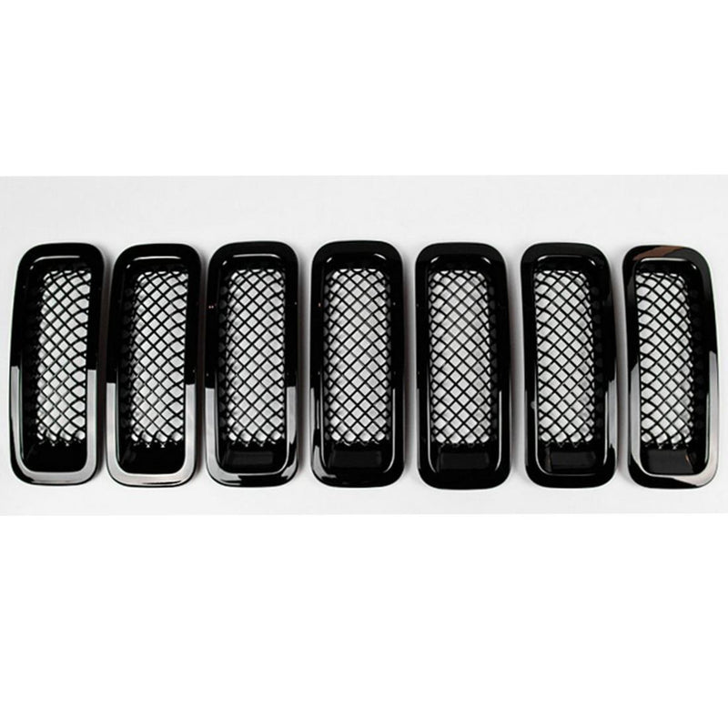 Black Front Mesh Grill Grille Insert Cover for Jeep Patriot 2011-2017 7 PCS