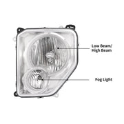 DURAFORCE #CH2502196 Headlight Driver Side With Fog Light for Jeep Liberty 2008-2012 LH