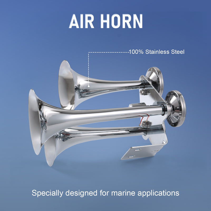 Train Air Horn 3T Triple Large Super Loud 152DB Sound 12V 24V for Truck