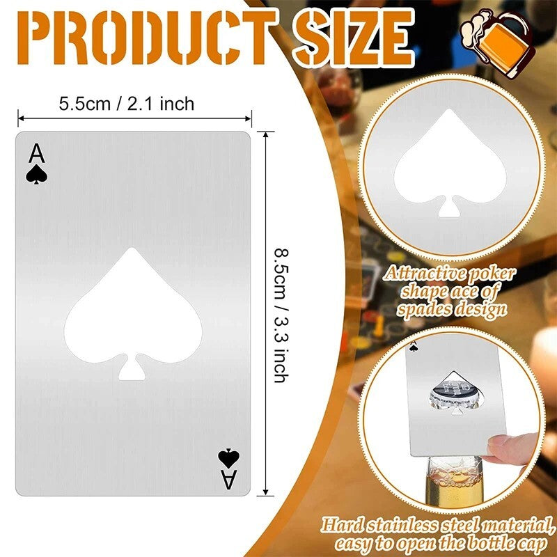 Credit Card Size Stainless Steel Bottle Opener for Casino Beer 5Pcs