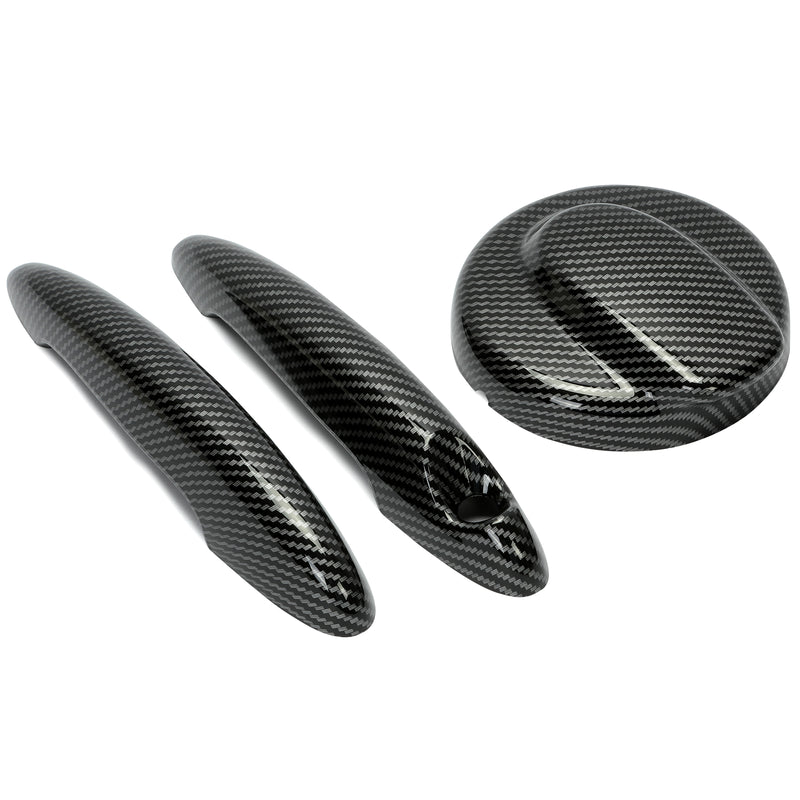Carbon Style Door Handle Covers Gas Tank Cap for MINI Cooper S R50 R55 R56 06-14