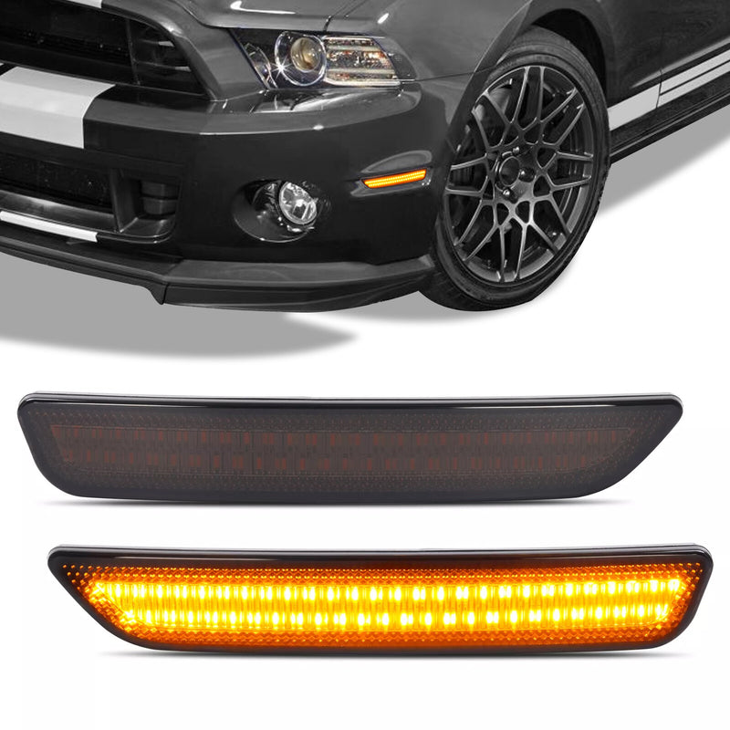 LED Bumper Side Marker Light Smoke Lens Amber for Ford Mustang 2010-2014 2X