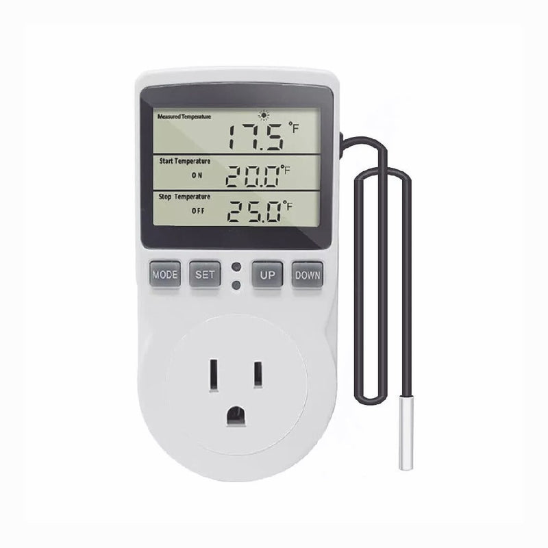 Temperature Controller Heating Cooling with Probe Digital Thermostat Outlet Plug