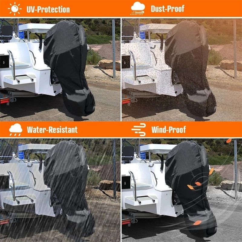 Black Heavy Duty Full Boat Outboard Engine Motor Cover for 30-60 HP