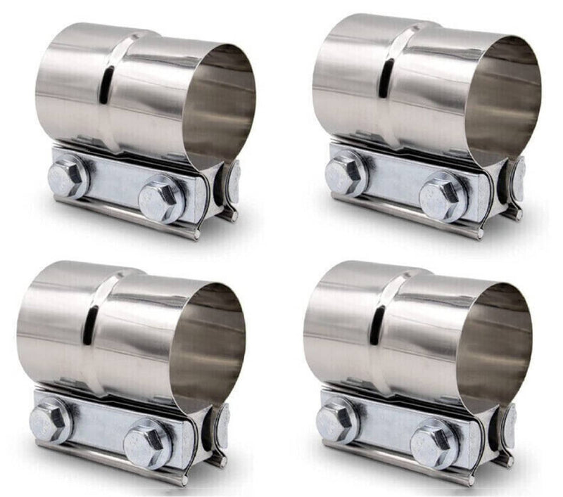 4Pcs Stainless Lap Joint Exhaust Clamp Sleeve Band for 2.5 inch OD Pipe