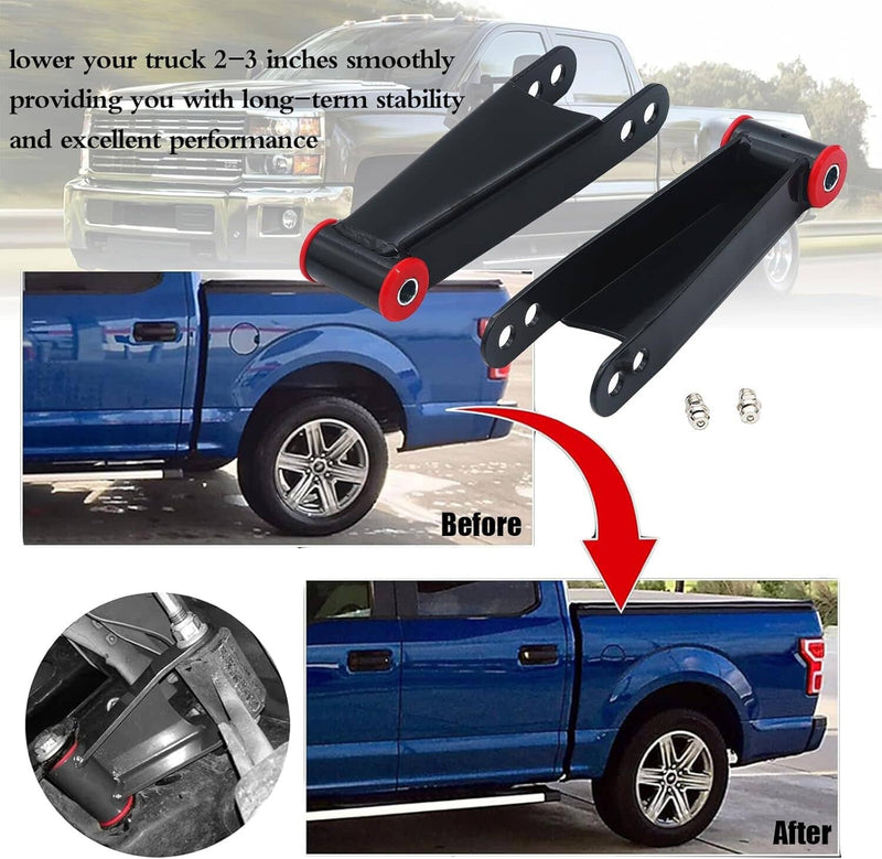 3 Inch Rear Drop Shackles for Chevy GMC Sierra Silverado 1500HD 3500HD 2WD