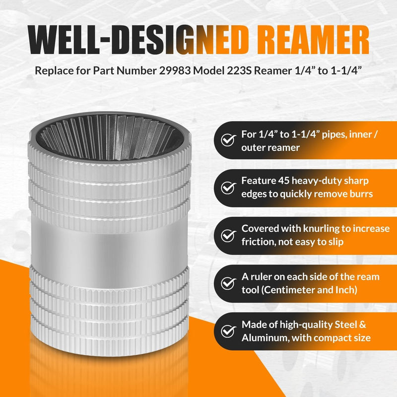 Reaming Tool for Copper Stainless Steel Tubing Pipe Reamer Sizes 1/4" to 1-1/4