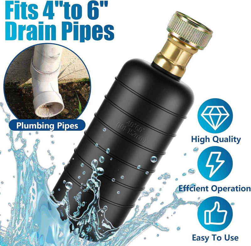 DURAFORCE Large Drain Cleaning Bladder Fits 4" To 6" Pipes Rubber Unclogger