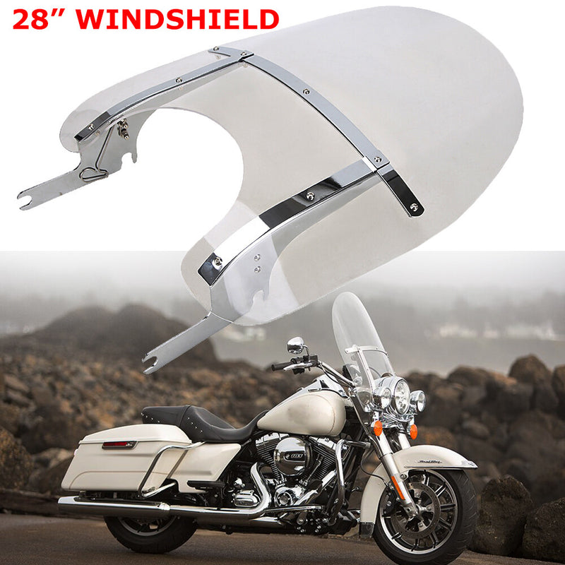 28 x 22 Detachable Quick Release Windshield for Harley Road King 94-24 Clear