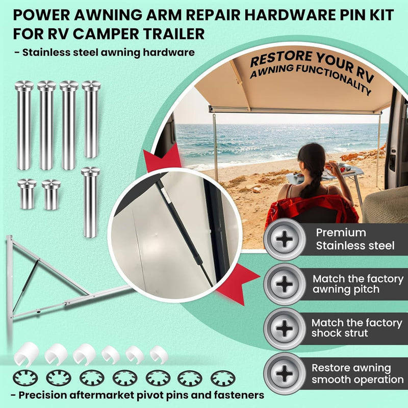 Awning Arm Repair Pin Kit for Power RV CamperTrailer 431840 540900 431847 436366