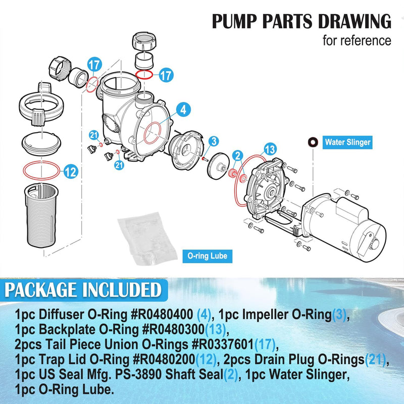 O-Ring Rebuild Repair Kit for Jandy Zodiac FHPF FHPM FloPro Pool Pump