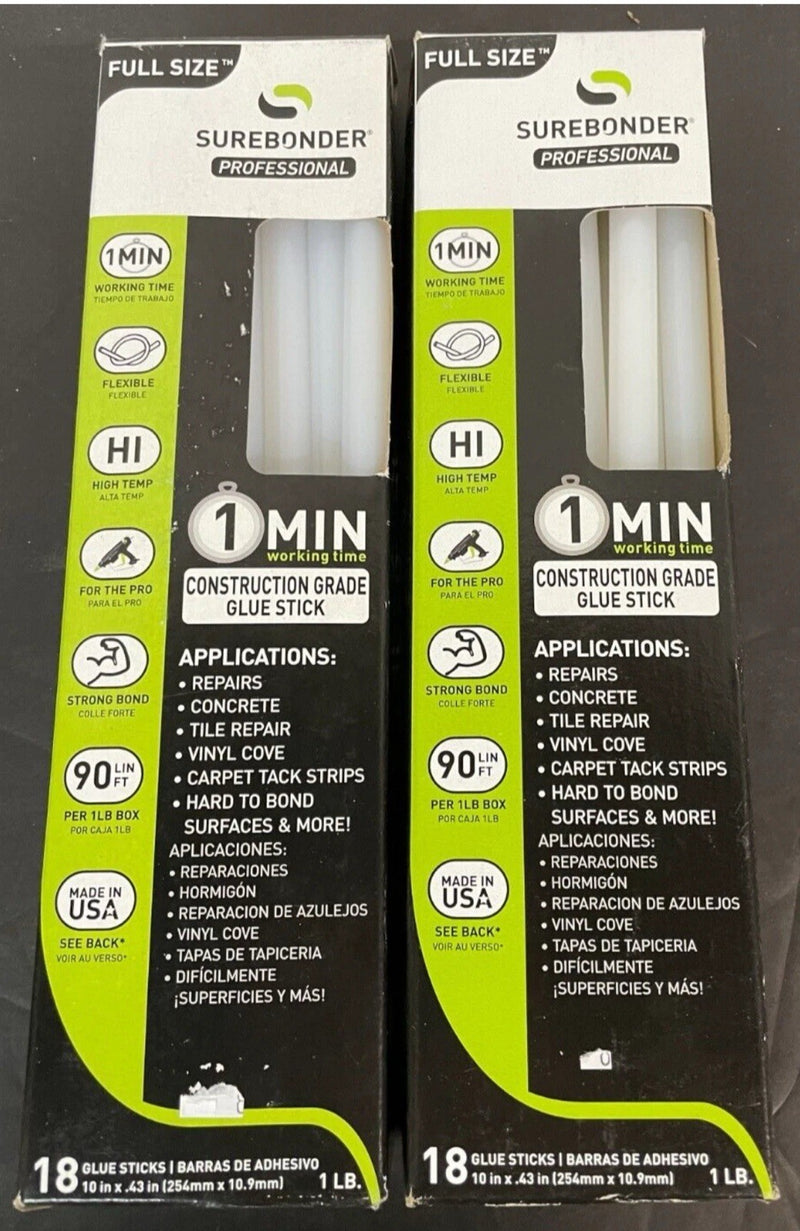 Construction Grade Adhesive Hot Melt Glue Sticks 10 Inch 2 Pieces