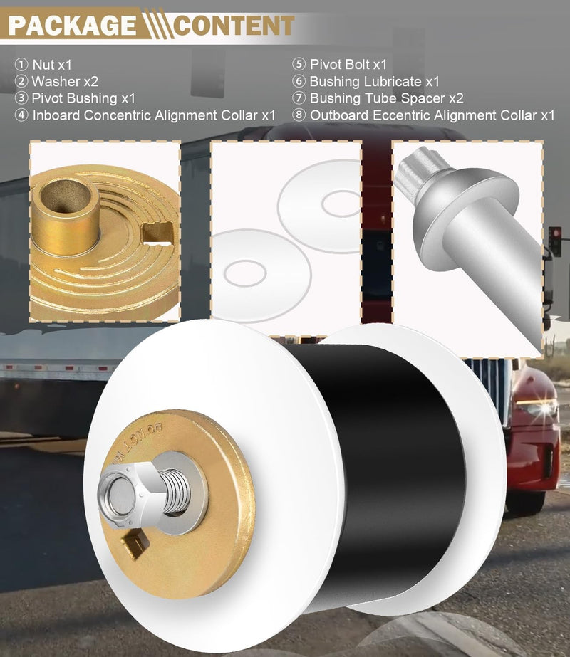 Quik-Align Pivot Bolt Bushing Kit With Alignment Collar for Hendrickson Turner