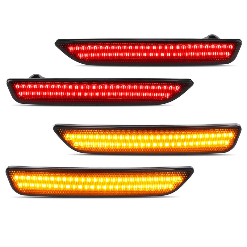 DURAFORCE Side Marker Lights Smoked Lens for Ford Mustang 2010-2014 Front Rear LED 4 Piece