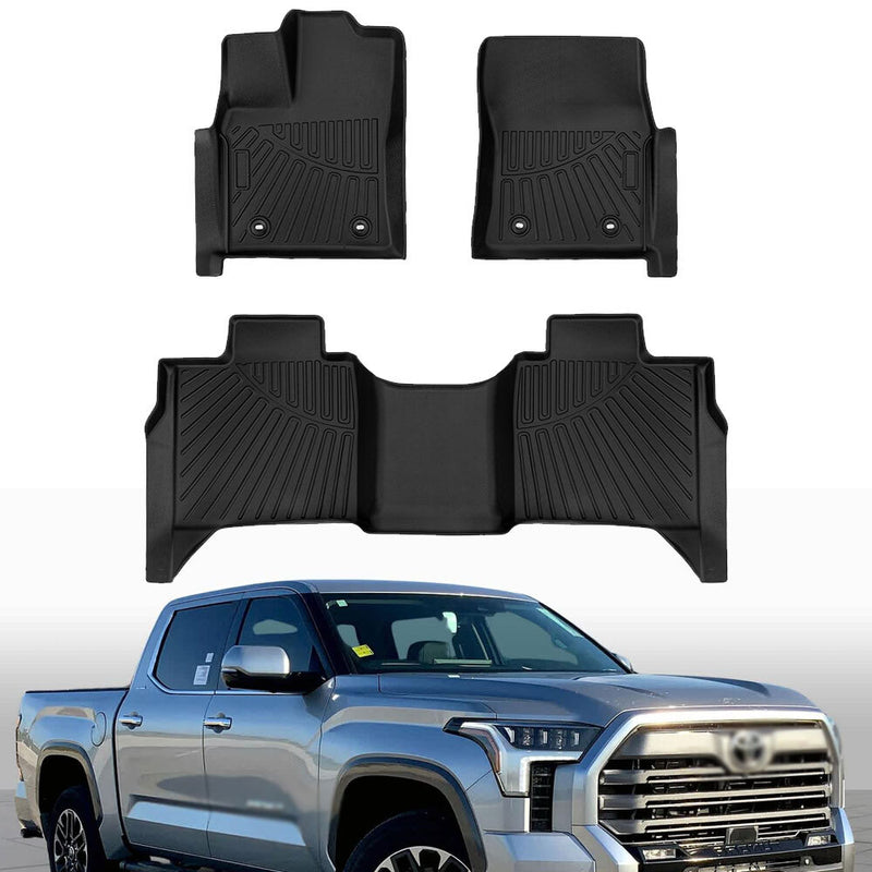 Front Rear Floor Mats Liners for Toyota Tundra Crew Max Cab 2022-2026 TPE Rubber