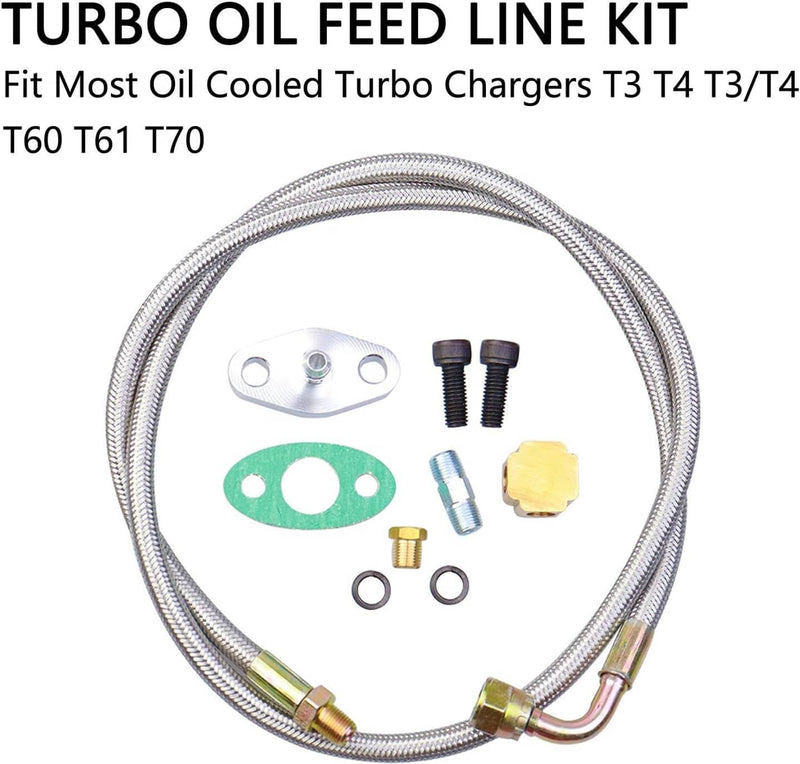 41" Turbo Oil Feed Line Kit for T3 T4 T60 T61 T70 AN4 90 Degree