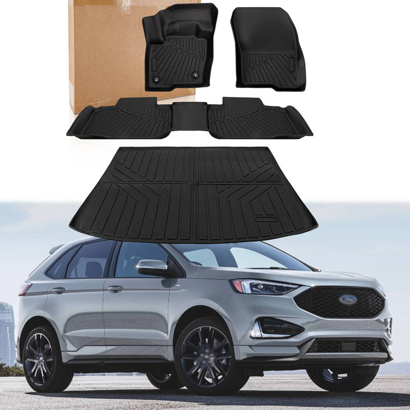 TPE Floor Mats with Trunk Mat for Ford Edge 2015-2025 1st & 2nd Row