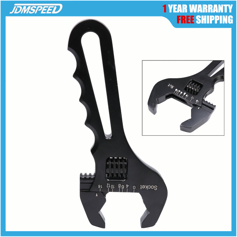 3AN-16AN Adjustable Wrench Spanner Tool for Hose End Fitting Aluminum Black