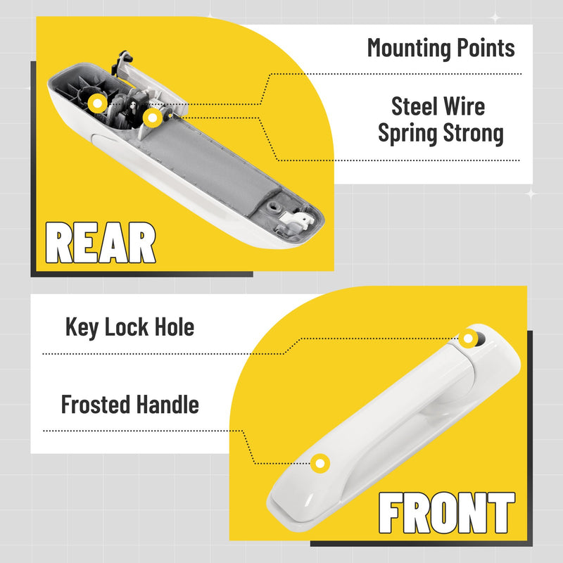 Outside Door Handle White for Dodge Ram 1500 2009-2024 2500 2011-2025 4 Pcs