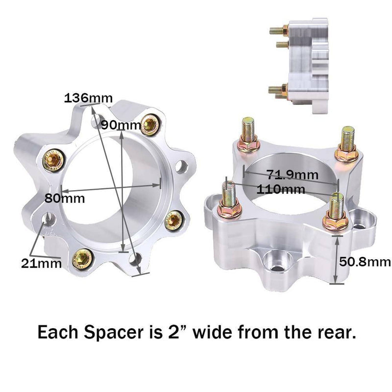 2 Inch 4/110 Rear Wheel Spacers for Honda TRX400EX Sportrax 400 1999-2014 Pair