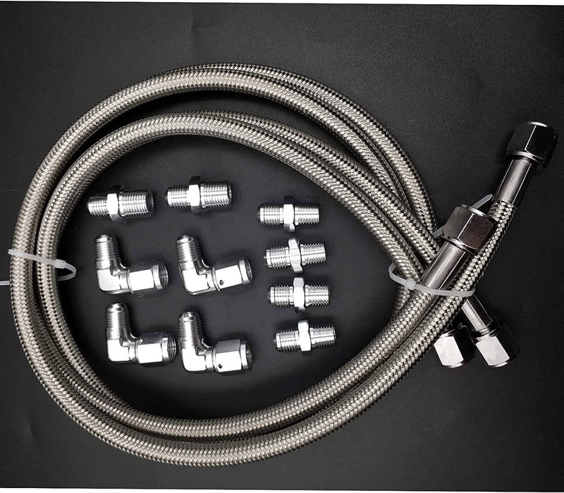 SS Braided Transmission Cooler Hoses Lines Kit for Chevy Ford TH350 700R4