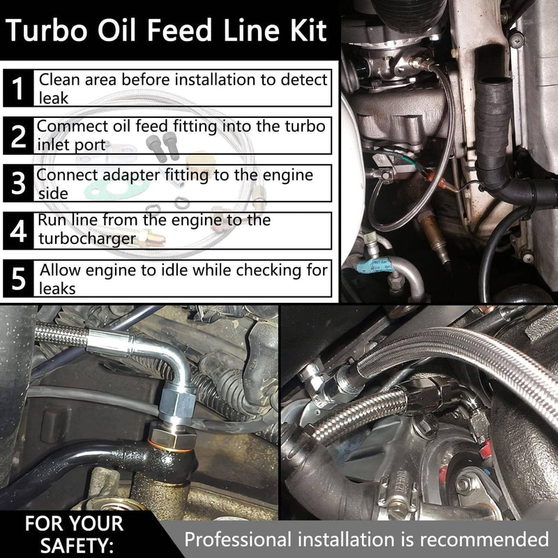 41" Turbo Oil Feed Line Kit for T3 T4 T60 T61 T70 AN4 90 Degree