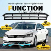 DURAFORCE Front Bumper Fog Lights Corner Lamp & Lower Grille for VW Passat 2012-2015 7PC