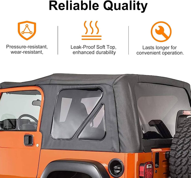 4Pcs Jeep Wrangler TJ Premium Rear Soft Top Upper Skins for 1997-2006 Jeep