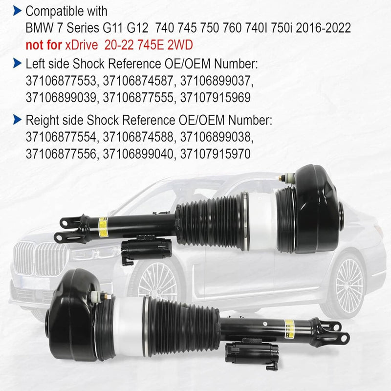 Front Rear Air Suspension Struts for BMW 740i 750i 750Li G11 G12 RWD 4Pcs