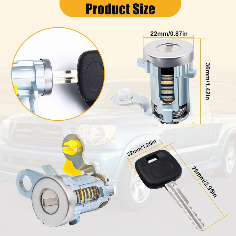 Front Pair Door Lock Cylinder Set Kit with Keys for 95-04 Toyota Tacoma