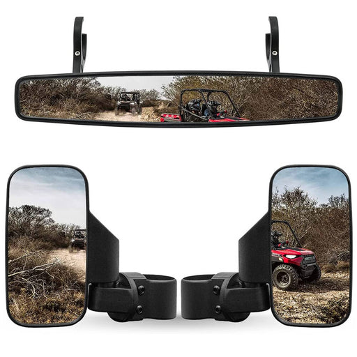DURAFORCE 1.75" UTV Rearview Side Mirror 15" Center Mirror for Polaris RZR Ranger
