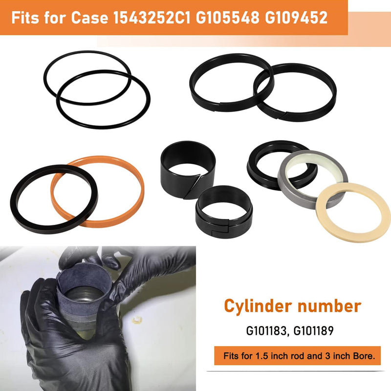 1543252C1 G109452 G105548 Hydraulic Cylinder Seal Kit 1.5" Rod 3" Bore for Case