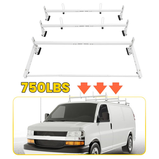 DURAFORCE 750 Lbs Roof Ladder Rack Cargo Roller for Chevy Express/Savana 2500/3500 96-23