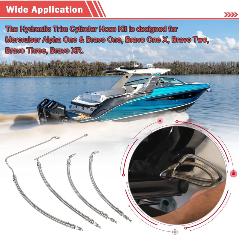9B-104A Trim Tilt Hydraulic Ram Cylinder Hose Kit for Mercruiser Alpha One