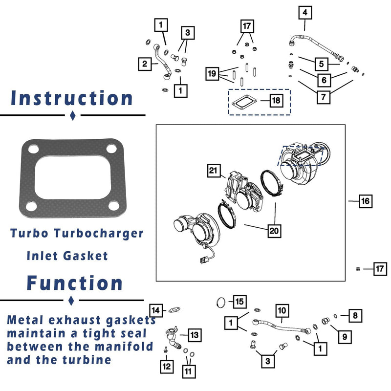 72468 Turbo Mounting Pedestal O-Ring Seal Gaskets for Ford 7.3L