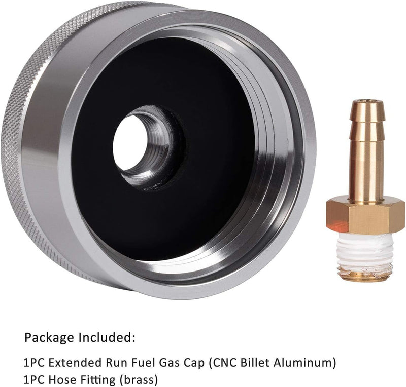 Extended Run Gas Cap Adapter With Brass Hose for Yamaha EF2000is EF1000is Silver
