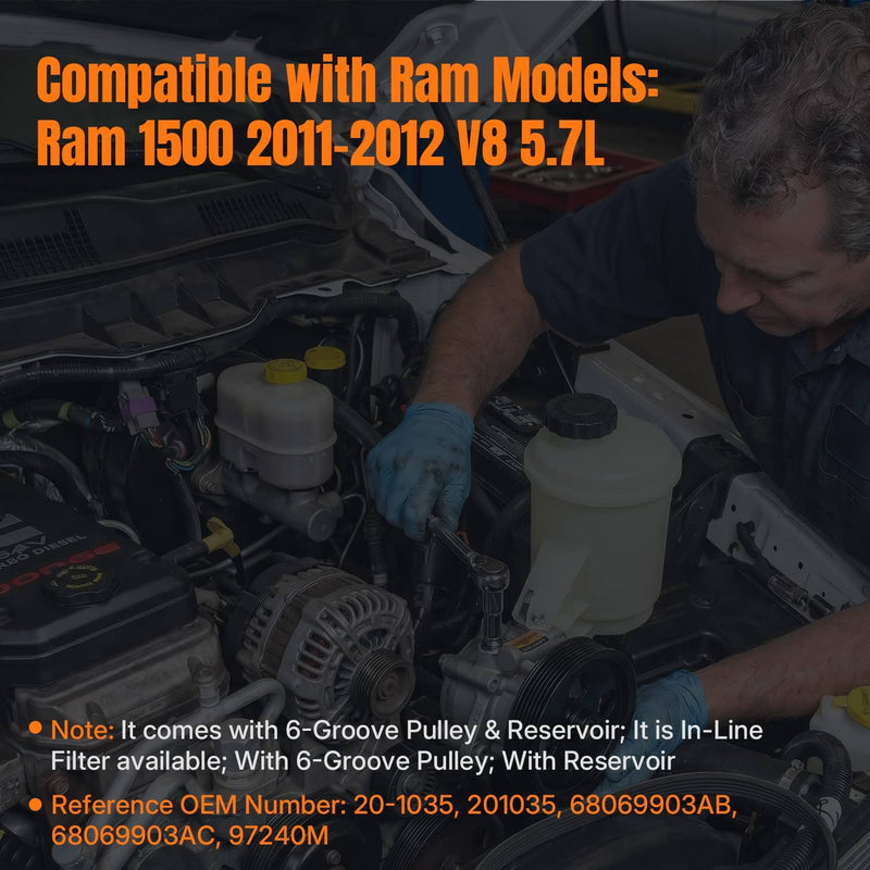 68069903AC Power Steering Pump for Ram 1500 2011-2012 5.7L V8 68069903AB